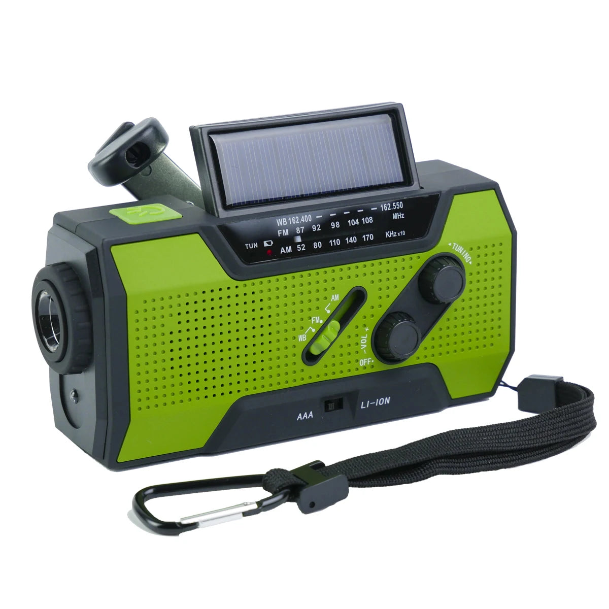 Radio con linterna para emergencias con cargador solar y dinamo